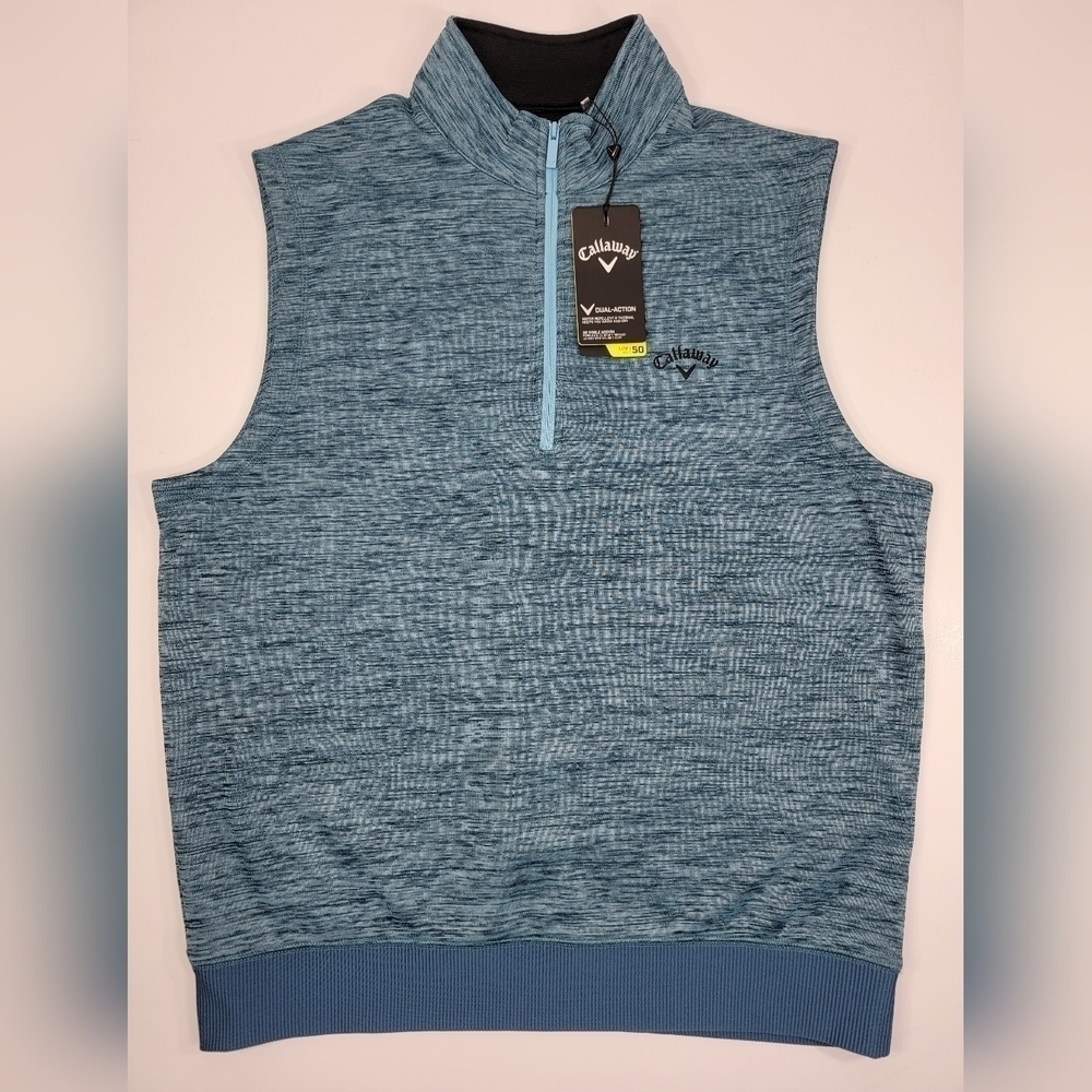 NEW Callaway 1/4 Zip Golf Vest Weather Series Dual Action Rain Gear Blue Men's M